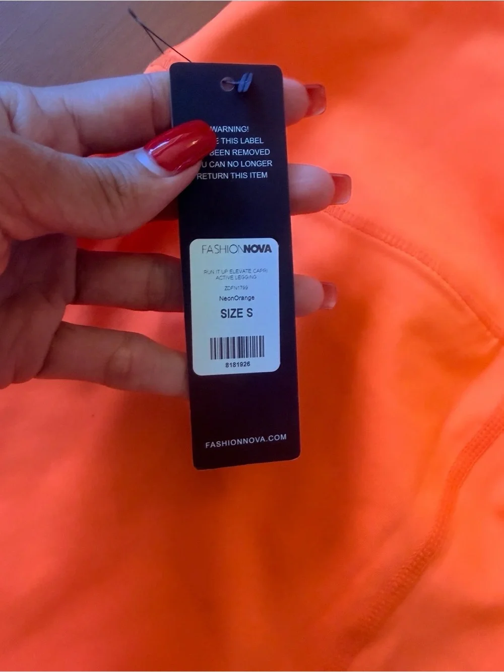NWT Fashion Nova Orange Neon high-Waist Leggings & Strappy Sports Bra Set SIZE S